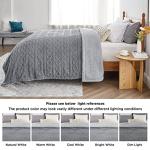 Bedsure Gentlesoft Sherpa Fleece Throw Blanket for Couch - Fluffy & Cozy Cable Jacquard Tufted Throw for Women Gift, Thick and Warm Blankets for Winter, Grey, 50x60 Inches