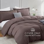 Hearth & Harbor Chocolate Brown Duvet Cover Queen Size - 3 Piece Queen Duvet Cover Set, Soft Double Brushed Queen Size Duvet Covers with Button Closure, 1 Duvet Cover 90x90 inches and 2 Pillow Shams