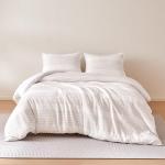 Amazon Basics Waffle Weave Microfiber 3-Piece Duvet Cover Set, Includes 1 Duvet Cover and 2 Pillow Shams, Queen, Pink Striped