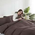 Hearth & Harbor Chocolate Brown Duvet Cover Queen Size - 3 Piece Queen Duvet Cover Set, Soft Double Brushed Queen Size Duvet Covers with Button Closure, 1 Duvet Cover 90x90 inches and 2 Pillow Shams
