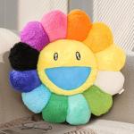 Flower Pillow, Smiley Face Sunflower Plush Pillow, Cute Flower Floor Cushion 15.7", Soft Decorative Throw Pillow for Bedroom, Sofa, Car or Dorm Decor