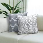 Coliuso Decorative Throw Pillow Covers 18x18 Set of 4, Grey and White Modern Simple Square Pillow Case Cushion Cover for Sofa Couch Farmhouse Outdoor Living Room (Gray and White, 18" x18")