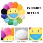 Flower Pillow, Smiley Face Sunflower Plush Pillow, Cute Flower Floor Cushion 15.7", Soft Decorative Throw Pillow for Bedroom, Sofa, Car or Dorm Decor