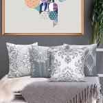 Coliuso Decorative Throw Pillow Covers 18x18 Set of 4, Grey and White Modern Simple Square Pillow Case Cushion Cover for Sofa Couch Farmhouse Outdoor Living Room (Gray and White, 18" x18")