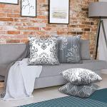 Coliuso Decorative Throw Pillow Covers 18x18 Set of 4, Grey and White Modern Simple Square Pillow Case Cushion Cover for Sofa Couch Farmhouse Outdoor Living Room (Gray and White, 18" x18")
