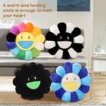 Flower Pillow, Smiley Face Sunflower Plush Pillow, Cute Flower Floor Cushion 15.7", Soft Decorative Throw Pillow for Bedroom, Sofa, Car or Dorm Decor