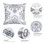 Coliuso Decorative Throw Pillow Covers 18x18 Set of 4, Grey and White Modern Simple Square Pillow Case Cushion Cover for Sofa Couch Farmhouse Outdoor Living Room (Gray and White, 18" x18")
