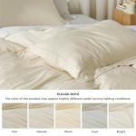 Bedsure Silky Cooling Duvet Cover King Size - Lightweight 100% Rayon Derived from Bamboo Comforter Cover Set for Hot Sleepers, Breathable & Moisture-Wicking Bedding Set, Light Beige