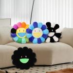 Flower Pillow, Smiley Face Sunflower Plush Pillow, Cute Flower Floor Cushion 15.7", Soft Decorative Throw Pillow for Bedroom, Sofa, Car or Dorm Decor