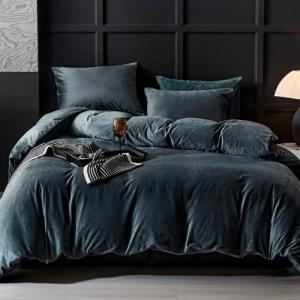 WARMDERN Dark Grey Flannel Velvet Duvet Cover King Size Duvet Cover Bedding Sets, 3pcs Ultra Soft Luxury Textured Modern Crystal Velvet Duvet Covers with Zipper Closure(Dark Grey, King)