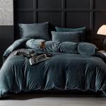 WARMDERN Dark Grey Flannel Velvet Duvet Cover King Size Duvet Cover Bedding Sets, 3pcs Ultra Soft Luxury Textured Modern Crystal Velvet Duvet Covers with Zipper Closure(Dark Grey, King)