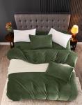 JELLYMONI Green Velvet Duvet Cover Queen Size - Ultra Soft Flannel Comforter Cover, 3-Piece Luxury Fluffly Duvet Cover with 8 Corner Ties & Zipper Closure