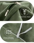 JELLYMONI Green Velvet Duvet Cover Queen Size - Ultra Soft Flannel Comforter Cover, 3-Piece Luxury Fluffly Duvet Cover with 8 Corner Ties & Zipper Closure