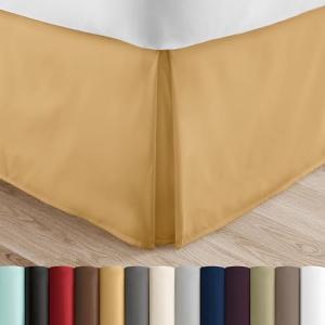 Linen Market Bed Skirt - Ultra Soft Microfiber - Easy Fit with 14 Inch Tailored Drop - Hotel Quality, Shrinkage & Fade Resistant - Bed Cover - Queen Bed Set - Bedroom Décor - (Queen, Gold)