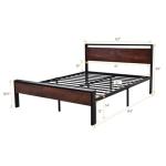 SHA CERLIN 14 Inch Queen Size Metal Platform Bed Frame with Wooden Headboard and Footboard, Mattress Foundation, No Box Spring Needed, Large Under Bed Storage, Non-Slip Without Noise, Mahogany