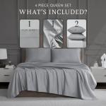 Linen Closet Luxury Cotton 1200 Thread Count Hotel Luxury 4-Piece Sheet Set, Queen, Light Gray