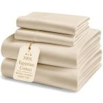 LANE LINEN 100% Egyptian Cotton Queen Sheet Set, Soft & Comfy Hotel Like Thick Fully Elasticized Mercerized Long Staple Cotton Sheet Queen Size Set, No Pill Fade Resistant Queen Sheets- Ivory