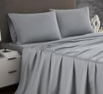 Linen Closet Luxury Cotton 1200 Thread Count Hotel Luxury 4-Piece Sheet Set, Queen, Light Gray