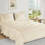 LANE LINEN 100% Egyptian Cotton Queen Sheet Set, Soft & Comfy Hotel Like Thick Fully Elasticized Mercerized Long Staple Cotton Sheet Queen Size Set, No Pill Fade Resistant Queen Sheets- Ivory