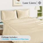 LANE LINEN 100% Egyptian Cotton Queen Sheet Set, Soft & Comfy Hotel Like Thick Fully Elasticized Mercerized Long Staple Cotton Sheet Queen Size Set, No Pill Fade Resistant Queen Sheets- Ivory