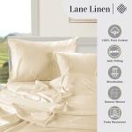 LANE LINEN 100% Egyptian Cotton Queen Sheet Set, Soft & Comfy Hotel Like Thick Fully Elasticized Mercerized Long Staple Cotton Sheet Queen Size Set, No Pill Fade Resistant Queen Sheets- Ivory
