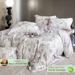 VM VOUGEMARKET Lilac Flower Duvet Cover Queen Silk-Like Smooth & Cool Eucalyptus Lyocell Duvet Cover with 2 Pillow Shams,Moisture Wicking Cooling Bedding Set for Summer-Queen,Purplish Grey