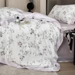 VM VOUGEMARKET Lilac Flower Duvet Cover Queen Silk-Like Smooth & Cool Eucalyptus Lyocell Duvet Cover with 2 Pillow Shams,Moisture Wicking Cooling Bedding Set for Summer-Queen,Purplish Grey