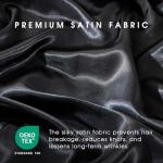 FreshCulture Satin Sheets Queen Size Bed Set- 4 Piece Luxury Soft Silky Queen Sheet Set, Similar to Silk Bed Sheets with 1 Deep Pocket Fitted Sheet, 1 Flat Sheet & 2 Pillowcases (Black)