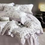 VM VOUGEMARKET Lilac Flower Duvet Cover Queen Silk-Like Smooth & Cool Eucalyptus Lyocell Duvet Cover with 2 Pillow Shams,Moisture Wicking Cooling Bedding Set for Summer-Queen,Purplish Grey