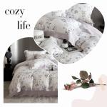 VM VOUGEMARKET Lilac Flower Duvet Cover Queen Silk-Like Smooth & Cool Eucalyptus Lyocell Duvet Cover with 2 Pillow Shams,Moisture Wicking Cooling Bedding Set for Summer-Queen,Purplish Grey