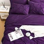 Ubauba 7pc King Size Comforter Set with Sheets, All Season Pintuck 7 Piece Bedding Sets Purple, Pinch Pleating Bed in a Bag Set with Comforters (Purple,King)