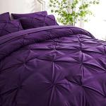 Ubauba 7pc King Size Comforter Set with Sheets, All Season Pintuck 7 Piece Bedding Sets Purple, Pinch Pleating Bed in a Bag Set with Comforters (Purple,King)