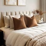 MIULEE Pack of 2 Brown Decorative Velvet Throw Pillow Cover Soft Pillowcase Solid Square Cushion Case for Sofa Bedroom Car 20x20 Inch 50x50 Cm