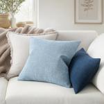 MIULEE Pack of 2 Decorative Linen Burlap Coastal Pillow Covers Farmhouse Boho Accent Pillowcases for Sofa Car Couch Bedroom Living Room Home Decor 18x18 Inch Light Blue