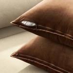 MIULEE Pack of 2 Brown Decorative Velvet Throw Pillow Cover Soft Pillowcase Solid Square Cushion Case for Sofa Bedroom Car 20x20 Inch 50x50 Cm