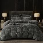 PHF Truly Velvet Duvet Cover Set Queen Size, 3pcs Ultra Soft Breathable Comforter Cover Set, Luxury Cozy Flannel Duvet Cover with Pillow Shams Bedding Collection, 90" x 90", Dark Grey