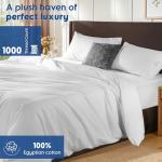 SONORO KATE 100% Egyptian Cotton Duvet Cover Queen Size, 1000 Thread Count Sateen Duvet Cover, Soft, Breathable Cotton Comforter Cover with Hidden Zipper Closure - 3 PC (White,Queen)
