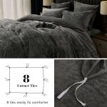 PHF Truly Velvet Duvet Cover Set Queen Size, 3pcs Ultra Soft Breathable Comforter Cover Set, Luxury Cozy Flannel Duvet Cover with Pillow Shams Bedding Collection, 90" x 90", Dark Grey