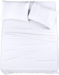 Utopia Bedding King Sheet Set – 4 Piece Bed Sheets for King Size Bed, Soft and Breathable Microfiber, Includes 1 Fitted Sheet, 1 Flat Sheet and 2 Pillowcases (White)