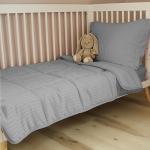 ZPECC Toddler Bedding Set - 4 Piece Hypoallergenic Baby Crib Bedding Set for Boys and Girls, Includes Toddler Comforter, Flat Sheet, Fitted Sheet and Pillowcase, Grey Stripe