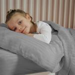 ZPECC Toddler Bedding Set - 4 Piece Hypoallergenic Baby Crib Bedding Set for Boys and Girls, Includes Toddler Comforter, Flat Sheet, Fitted Sheet and Pillowcase, Grey Stripe