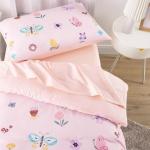 Wake In Cloud - Butterfly Toddler Bedding Set for Girls, Cute Colorful Butterfly with Floral Flowers, 4 Pieces Soft Crib Bed Set Including Comforter, Sheets and Pillowcase, Pink