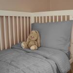 ZPECC Toddler Bedding Set - 4 Piece Hypoallergenic Baby Crib Bedding Set for Boys and Girls, Includes Toddler Comforter, Flat Sheet, Fitted Sheet and Pillowcase, Grey Stripe