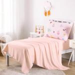 Wake In Cloud - Butterfly Toddler Bedding Set for Girls, Cute Colorful Butterfly with Floral Flowers, 4 Pieces Soft Crib Bed Set Including Comforter, Sheets and Pillowcase, Pink