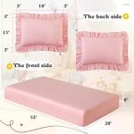 KKJIAF 3 Piece Toddler Sheet Set Microfiber, Includes a Flat Sheet, a Fitted Sheet and a Ruffle Pillowcase, Light Pink