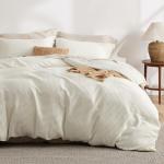 Bedsure Luxury Waffle Duvet Cover Queen Size - Textured Duvet Cover Set, Soft, Breathable Bedding Set (90"x90") with 2 Pillow Shams for All Season, Irovy White, Comforter Not Included