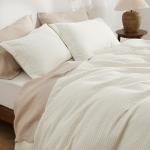 Bedsure Luxury Waffle Duvet Cover Queen Size - Textured Duvet Cover Set, Soft, Breathable Bedding Set (90"x90") with 2 Pillow Shams for All Season, Irovy White, Comforter Not Included