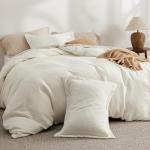 Bedsure Luxury Waffle Duvet Cover Queen Size - Textured Duvet Cover Set, Soft, Breathable Bedding Set (90"x90") with 2 Pillow Shams for All Season, Irovy White, Comforter Not Included