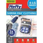 Hefty Shrink-Pak - 4 Large Vacuum Storage Bags for Clothes, Pillows, Towels, or Blankets - Space Saver Vacuum Sealer Bags Ideal Under Bed Storage Solutions