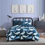 Nautica Kids - Kids Comforter Set, Super Soft Toddler Bedding with Matching Shams & Throw Pillow, Kids Home Decor, Ideal Boy Room Essentials (Finnian Whales Navy, Twin)